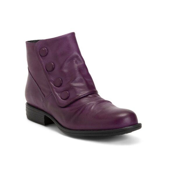 MIZ MOOZ Purple Made In Portugal Leather Lowe Booties - Picture 1 of 2